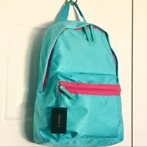 FOREVER 21 turquoise and hot pink backpack gym bag